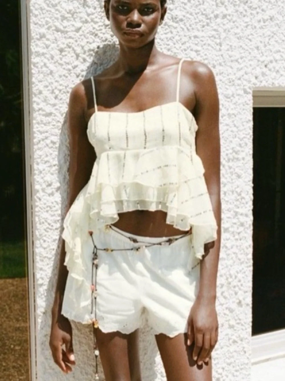 Zara Ruffled Sequined cami - Picture 1 of 5
